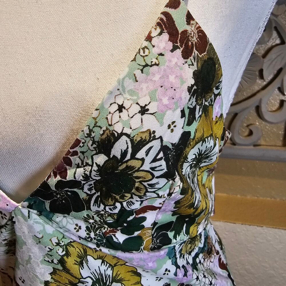 Commense Size S Floral Open Back Tie Maxi Dress Cottagecore Romantic Coquette - Picture 9 of 10